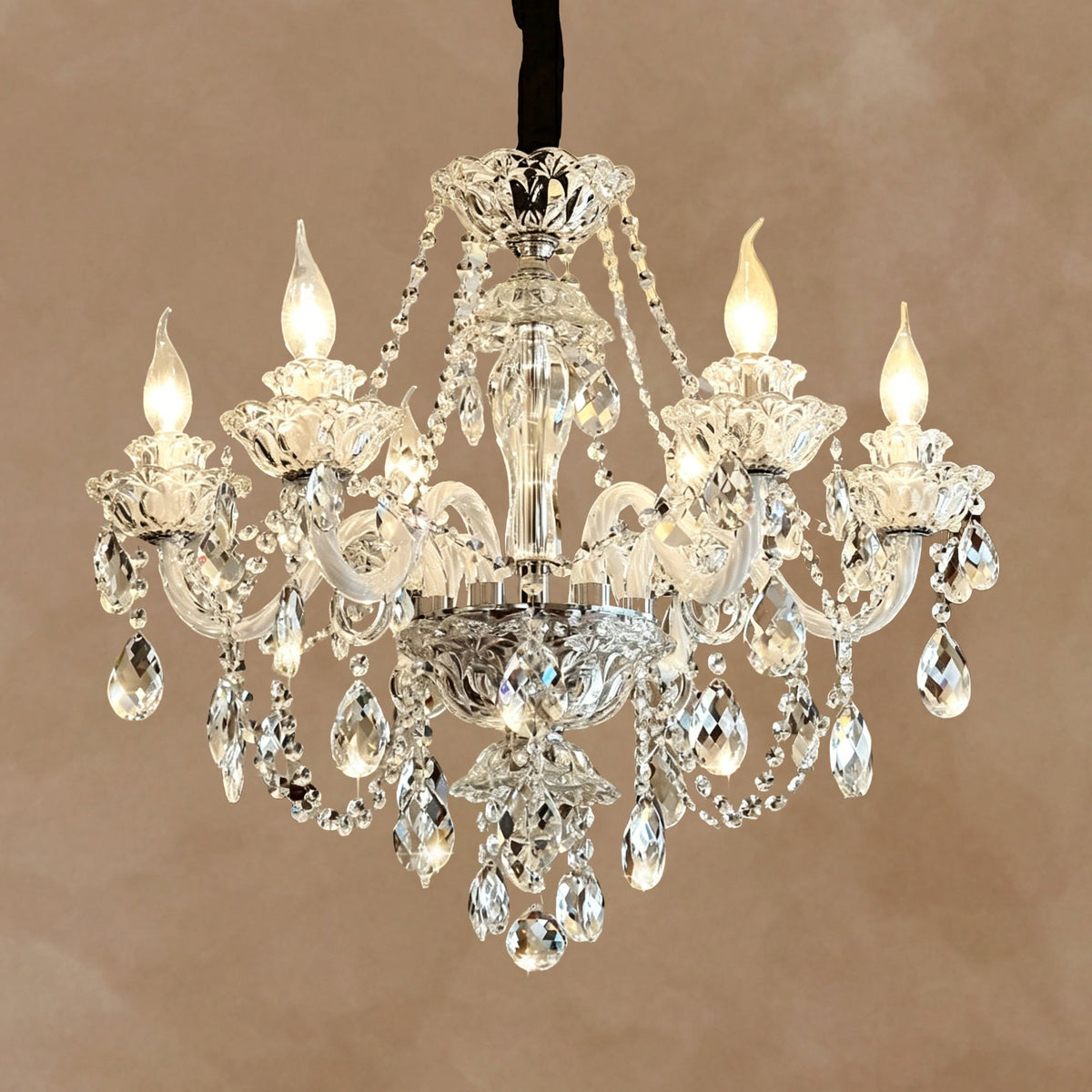 Veridian Grandeur Crystal Chandelier - 3 Lights D20.1"*H17.7"Warm LightBlushlighting
