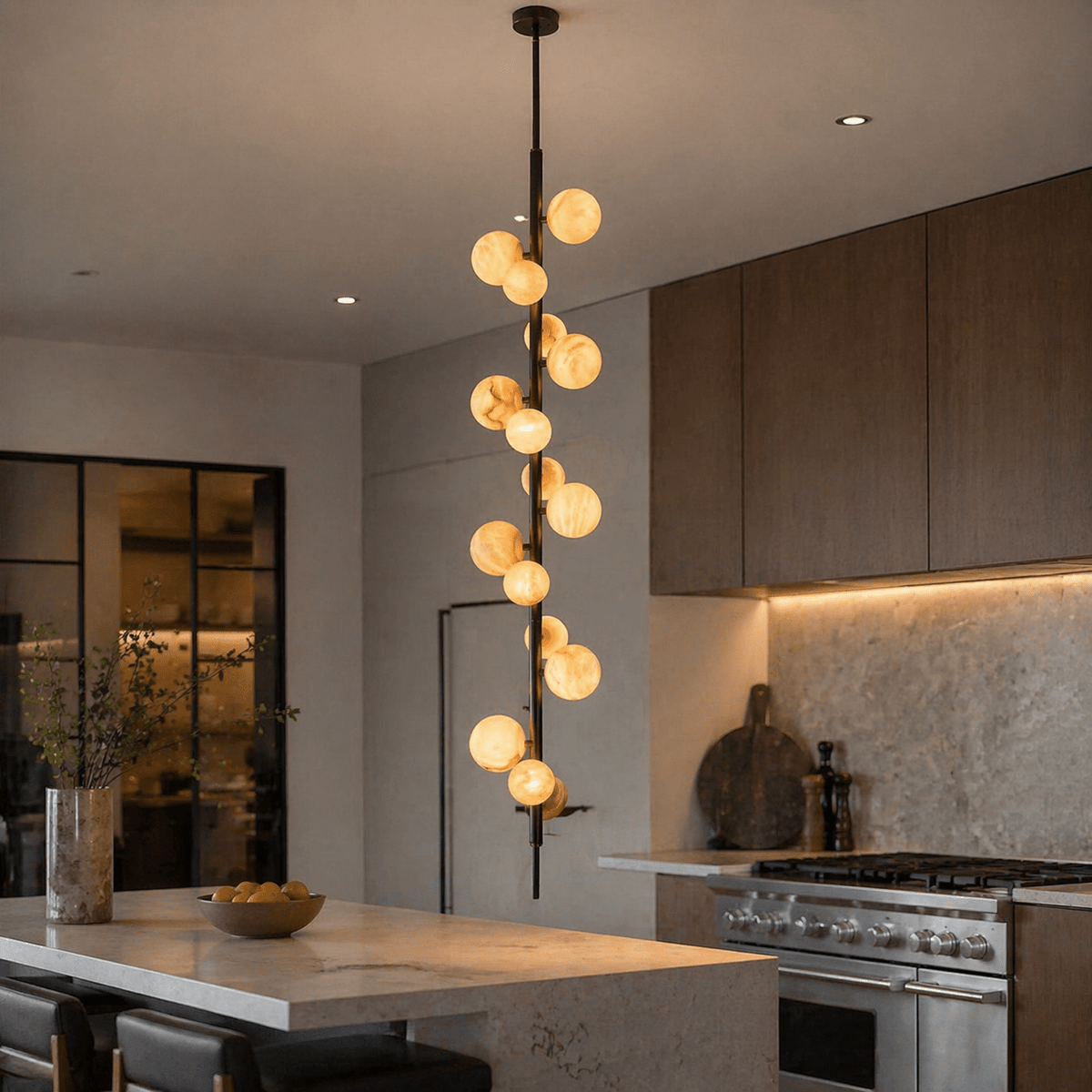 Vertical Orb Cascade Alabaster Pendant Light - H70.9" (180 cm)Blushlighting