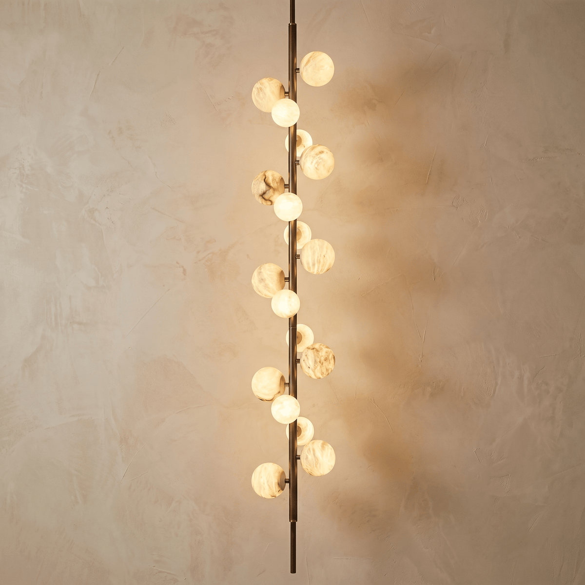 Vertical Orb Cascade Alabaster Pendant Light - H70.9" (180 cm)Blushlighting