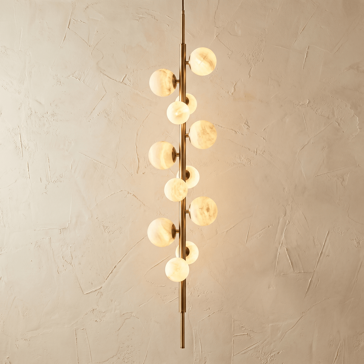 Vertical Orb Cascade Alabaster Pendant Light - H70.9" (180 cm)Blushlighting