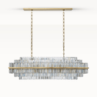 Vienna Linear Crystal Chandelier-Chandelier-Blushlighting-52"-Vintage Brass-Blushlighting
