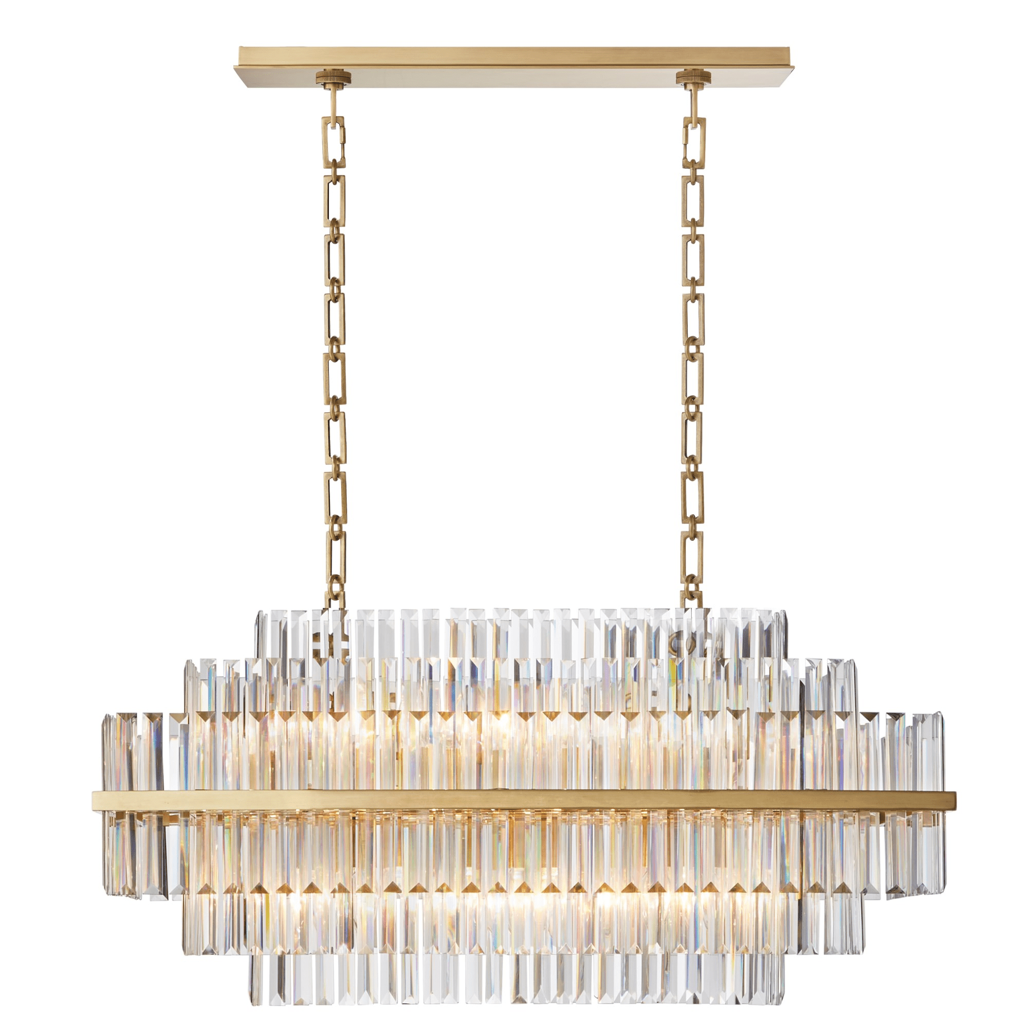 Vienna Linear Crystal Chandelier-Chandelier-Blushlighting-32"-Vintage Brass-Blushlighting