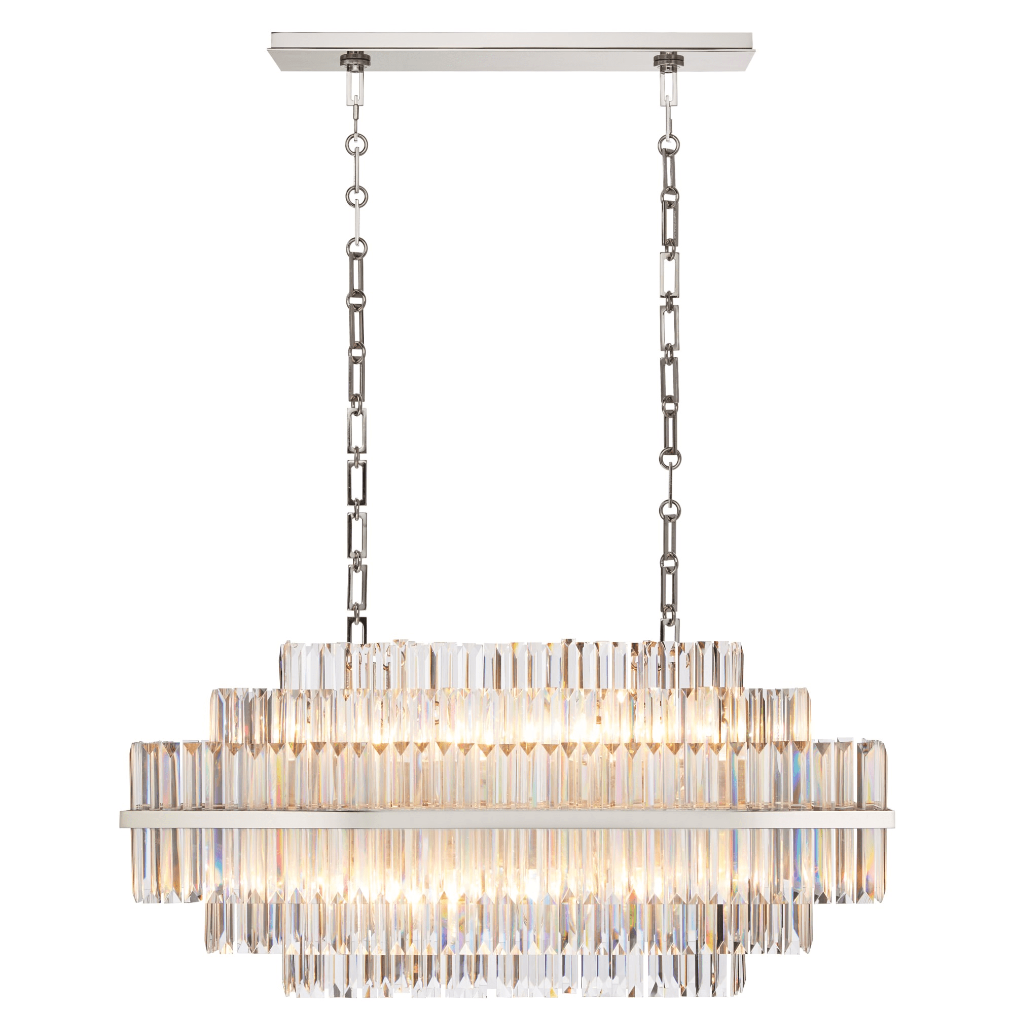 Vienna Linear Crystal Chandelier-Chandelier-Blushlighting-32"-Nickel-Blushlighting