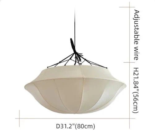 Vintage French Style Cream White Silk Umbrella Chandelier - D19.5''*H13.65''Black EdgeWarm LightBlushlighting