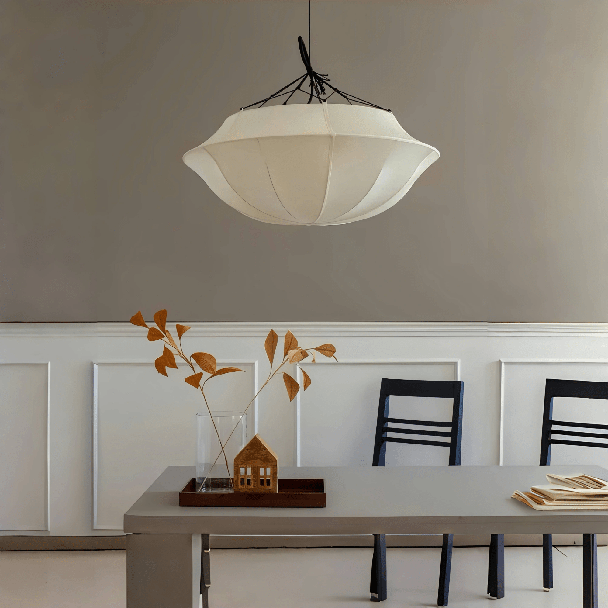 Vintage French Style Cream White Silk Umbrella Chandelier - Blushlighting