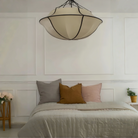 Vintage French Style Cream White Silk Umbrella Chandelier-