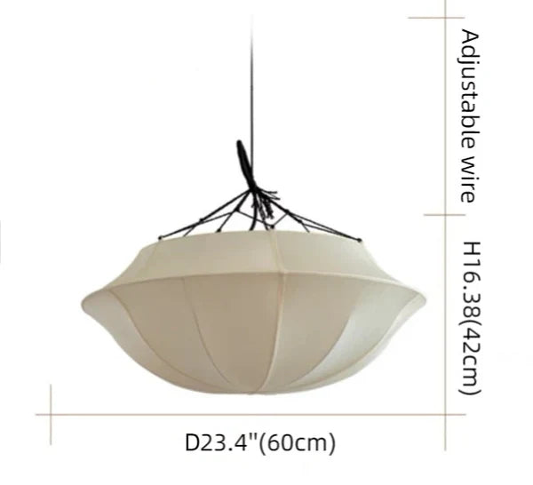 Vintage French Style Cream White Silk Umbrella Chandelier-