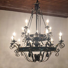 Vintage Iron Simple Candle Art Chandelier for Living Room / Villa / Stairs - 9 Lights: D33.5"*H37.8"Warm LightBlackBlushlighting
