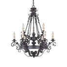 Vintage Iron Simple Candle Art Chandelier for Living Room / Villa / Stairs - 9 Lights: D33.5"*H37.8"Warm LightBlackBlushlighting