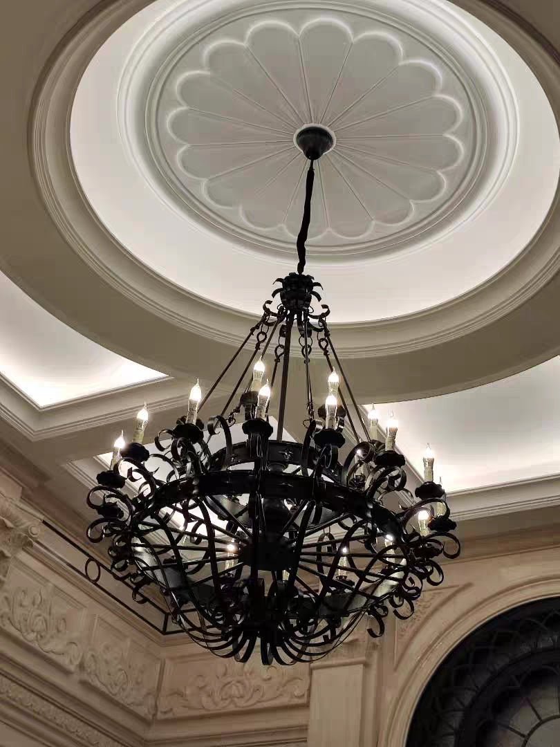 Vintage Iron Simple Candle Art Chandelier for Living Room / Villa / Stairs - 9 Lights: D33.5"*H37.8"Warm LightBlackBlushlighting