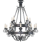 Vintage Iron Simple Candle Art Chandelier for Living Room / Villa / Stairs - 9 Lights: D33.5"*H37.8"Warm LightBlackBlushlighting