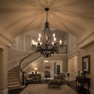 Vintage Iron Simple Candle Art Chandelier for Living Room / Villa / Stairs - 9 Lights: D33.5"*H37.8"Warm LightBlackBlushlighting