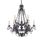 Vintage Iron Simple Candle Art Chandelier for Living Room / Villa / Stairs-Chandeliers-Merlin Lamps-9 Lights: D33.5"*H37.8"-Warm Light-Black-Blushlighting