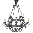 Vintage Iron Simple Candle Art Chandelier for Living Room / Villa / Stairs-Chandeliers-Merlin Lamps-9 Lights: D33.5"*H37.8"-Warm Light-Black-Blushlighting