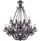 Vintage Iron Simple Candle Art Chandelier for Living Room / Villa / Stairs-Chandeliers-Merlin Lamps-9 Lights: D33.5"*H37.8"-Warm Light-Black-Blushlighting
