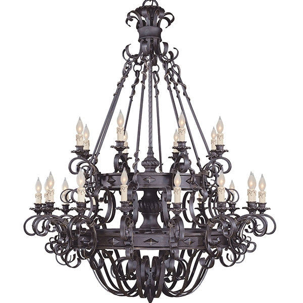 Vintage Iron Simple Candle Art Chandelier for Living Room / Villa / Stairs-Chandeliers-Merlin Lamps-9 Lights: D33.5"*H37.8"-Warm Light-Black-Blushlighting