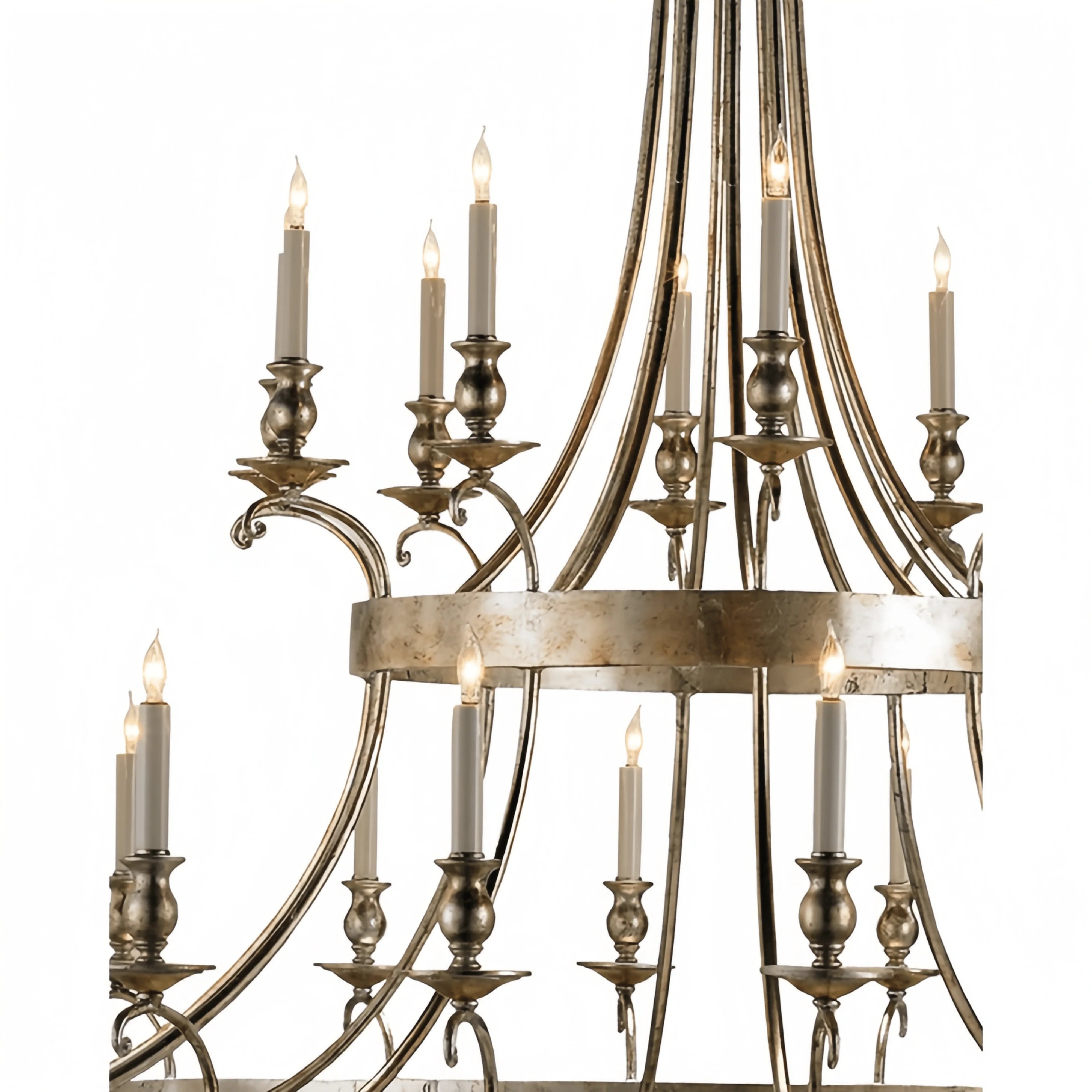 Vintage Large Iron Chandelier with Candle Rustic Farmhouse Pendant Lighting - Blushlighting