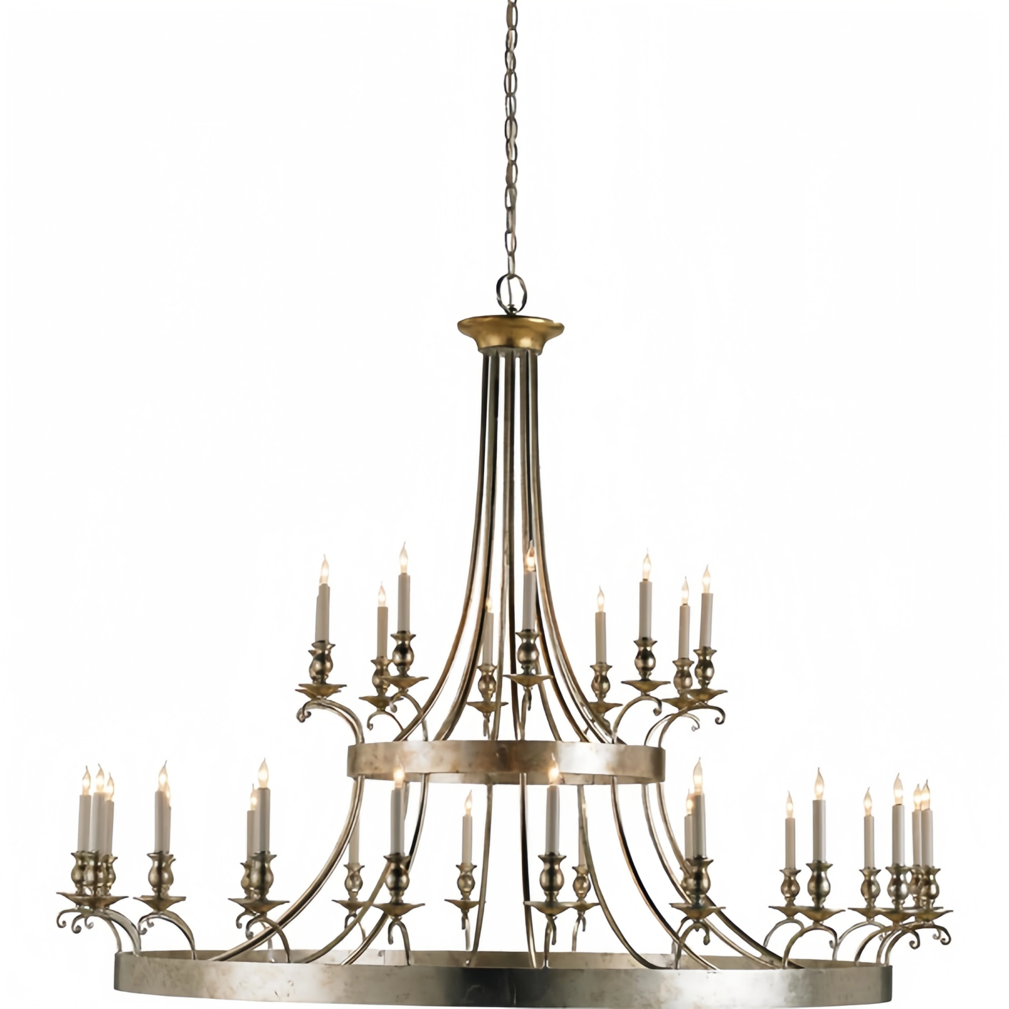 Vintage Large Iron Chandelier with Candle Rustic Farmhouse Pendant Lighting-