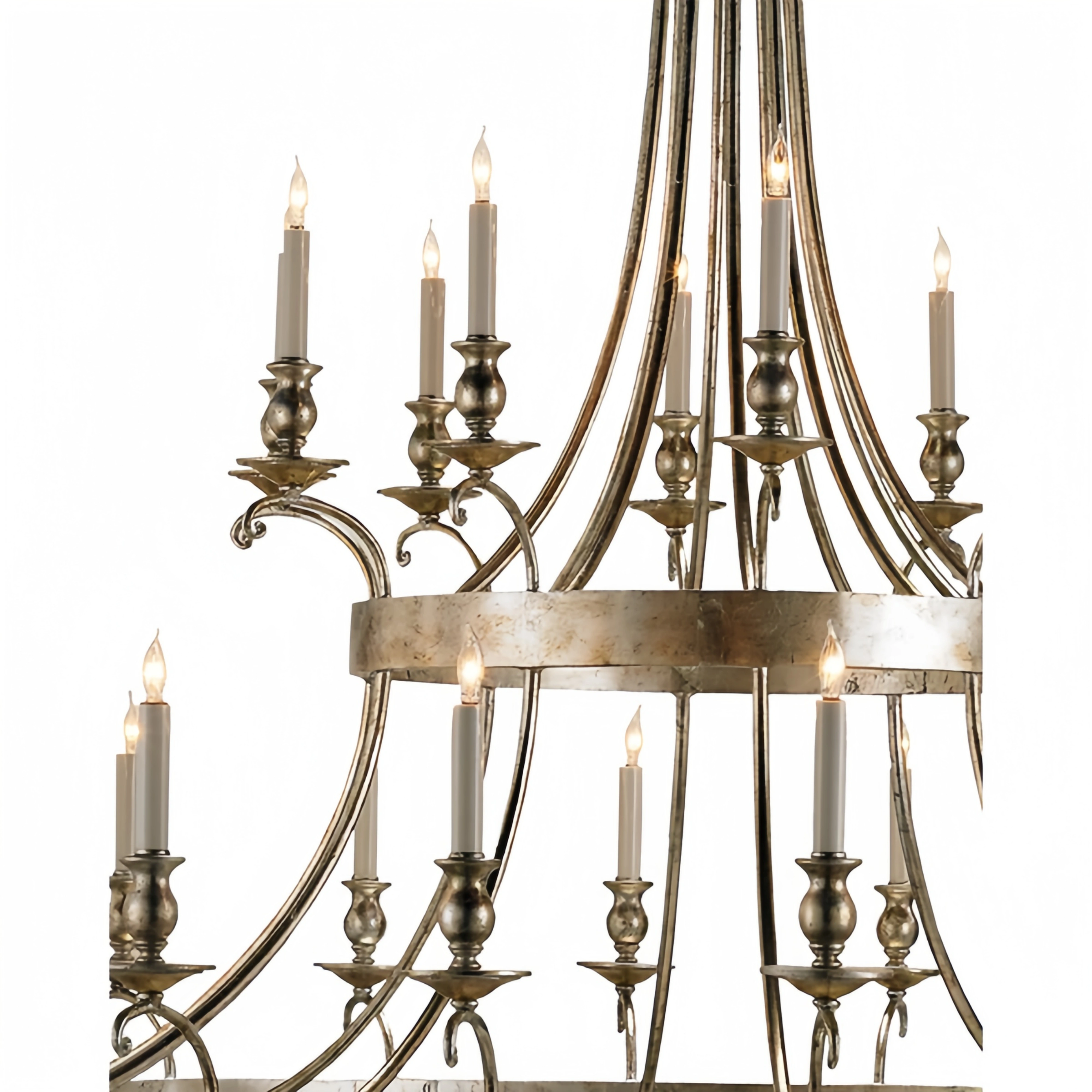 Vintage Large Iron Chandelier with Candle Rustic Farmhouse Pendant Lighting-