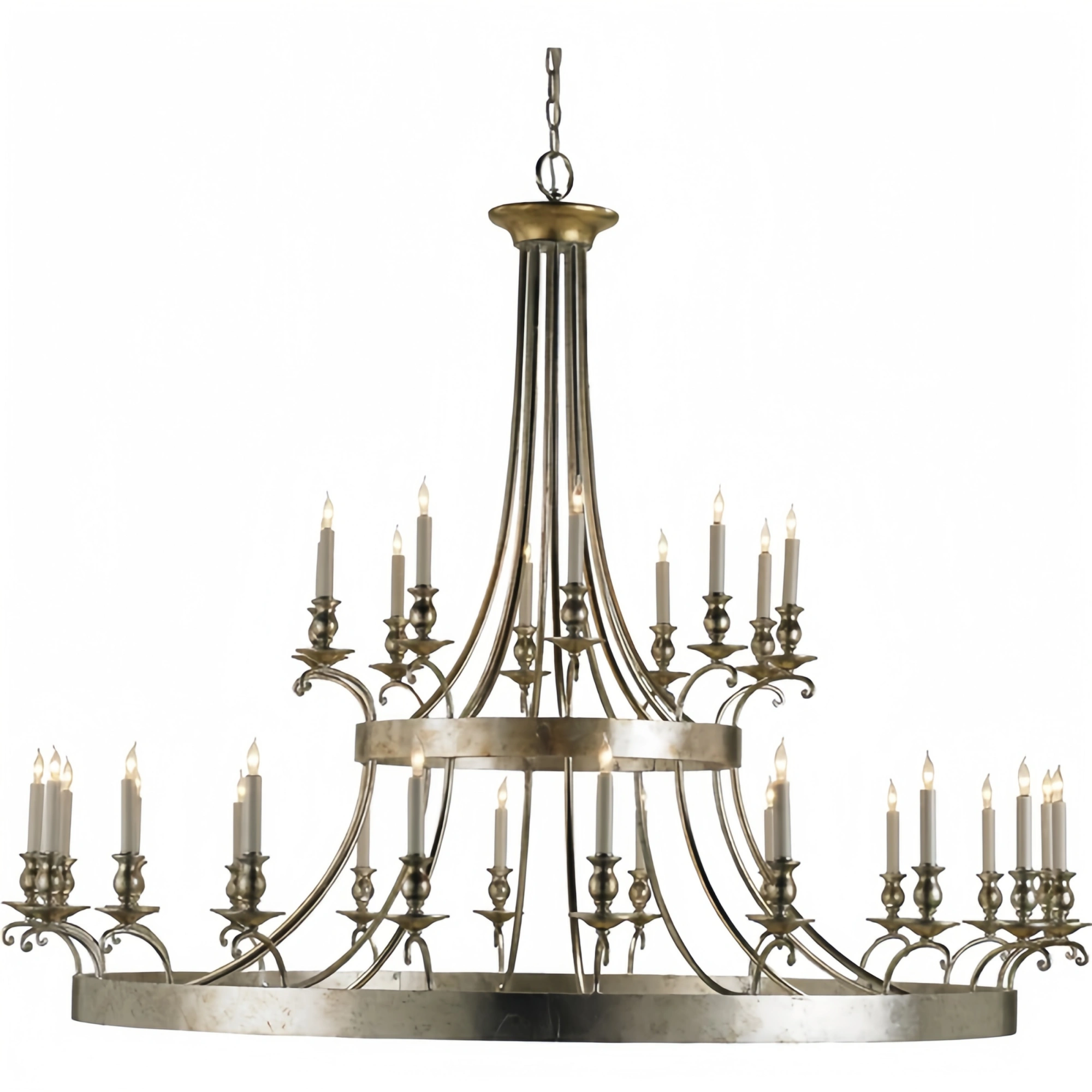 Vintage Large Iron Chandelier with Candle Rustic Farmhouse Pendant Lighting-