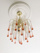 Vintage – Murano Teardrops Chandelier – 70s – Pink prisms - Blushlighting