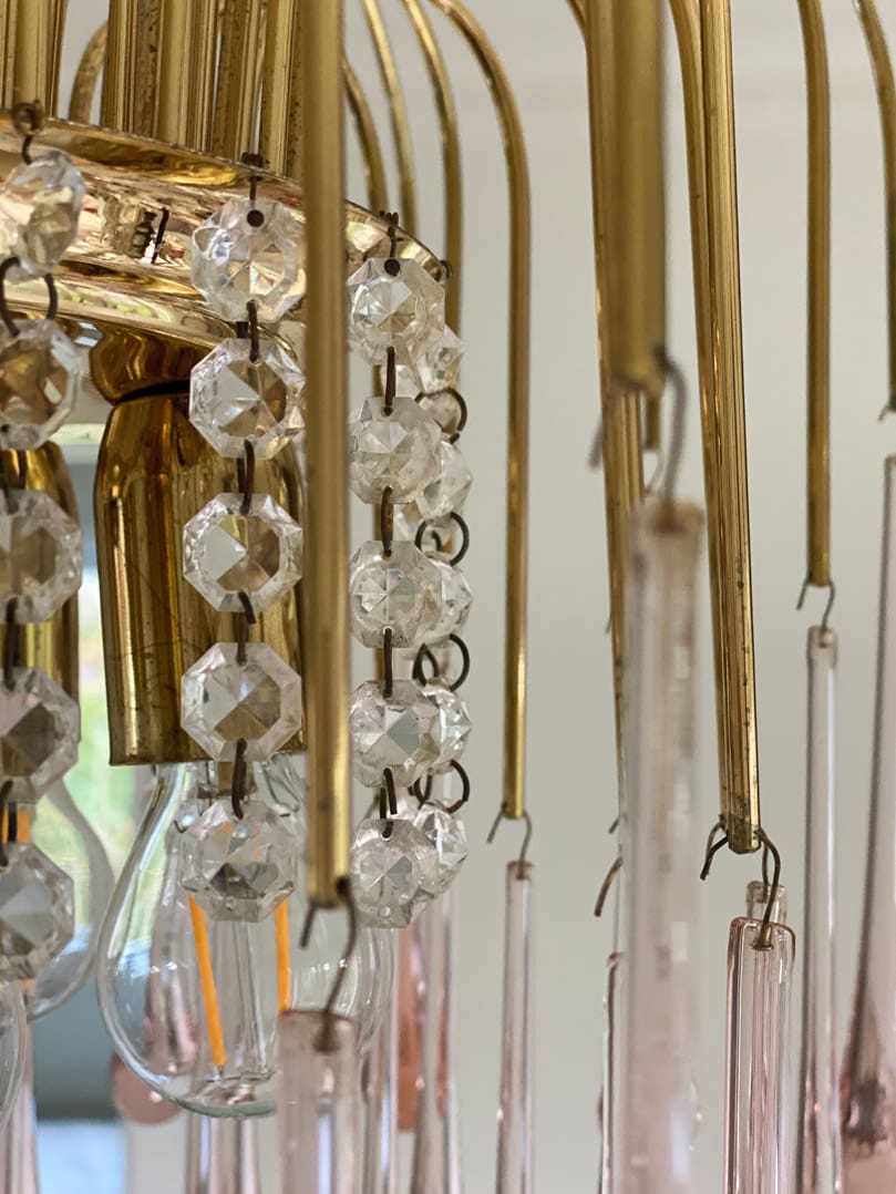 Vintage – Murano Teardrops Chandelier – 70s – Pink prisms - 47CM''DBlushlighting