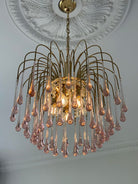Vintage – Murano Teardrops Chandelier – 70s – Pink prisms - 47CM''DBlushlighting