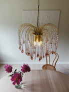Vintage – Murano Teardrops Chandelier – 70s – Pink prisms - Blushlighting