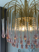 Vintage – Murano Teardrops Chandelier – 70s – Pink prisms - 47CM''DBlushlighting