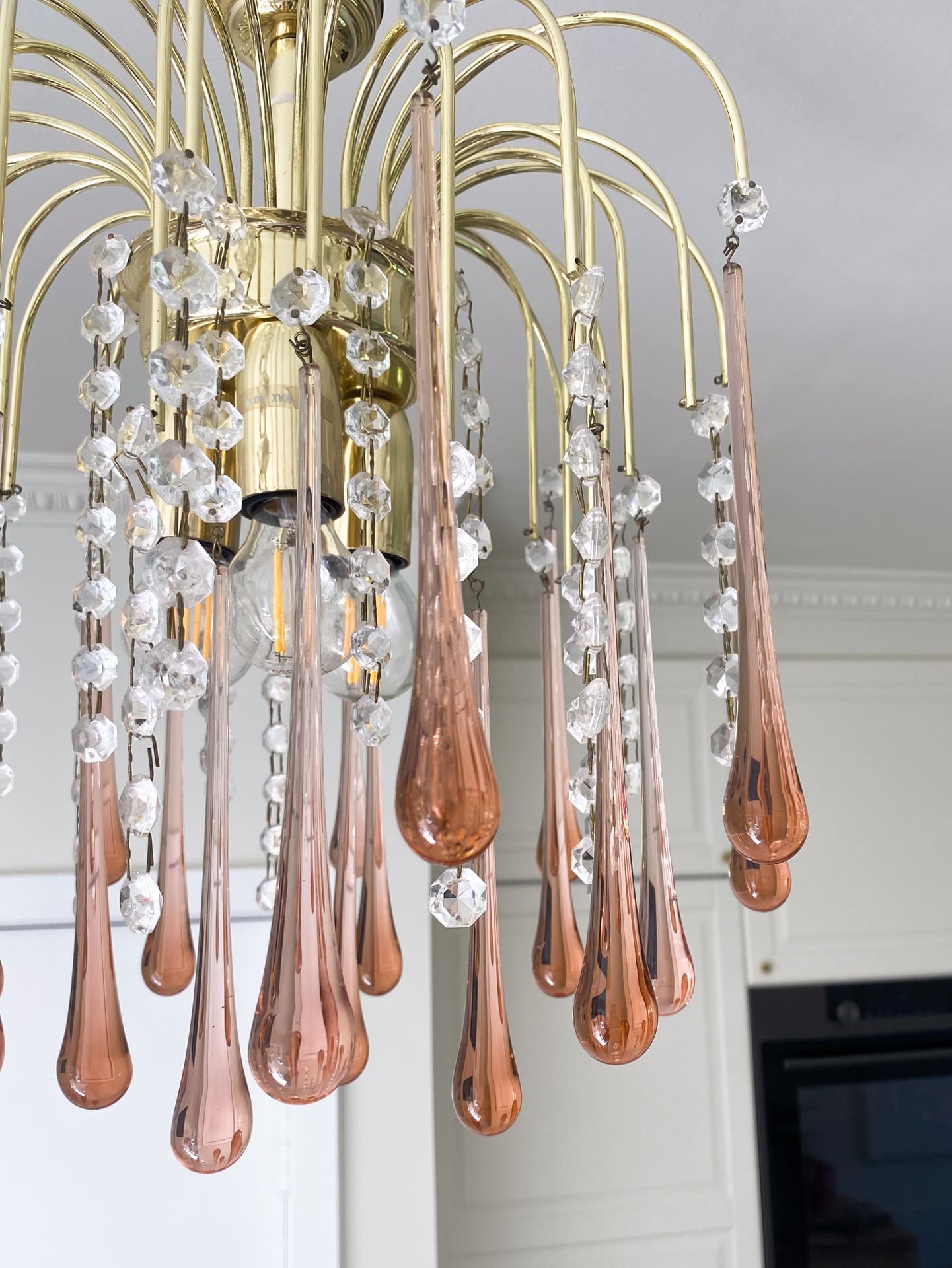 Vintage – Murano Teardrops Chandelier – 70s – Pink prisms - Blushlighting