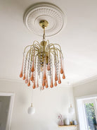 Vintage – Murano Teardrops Chandelier – 70s – Pink prisms - Blushlighting