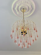 Vintage – Murano Teardrops Chandelier – 70s – Pink prisms - Blushlighting