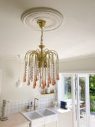 Vintage – Murano Teardrops Chandelier – 70s – Pink prisms - Blushlighting