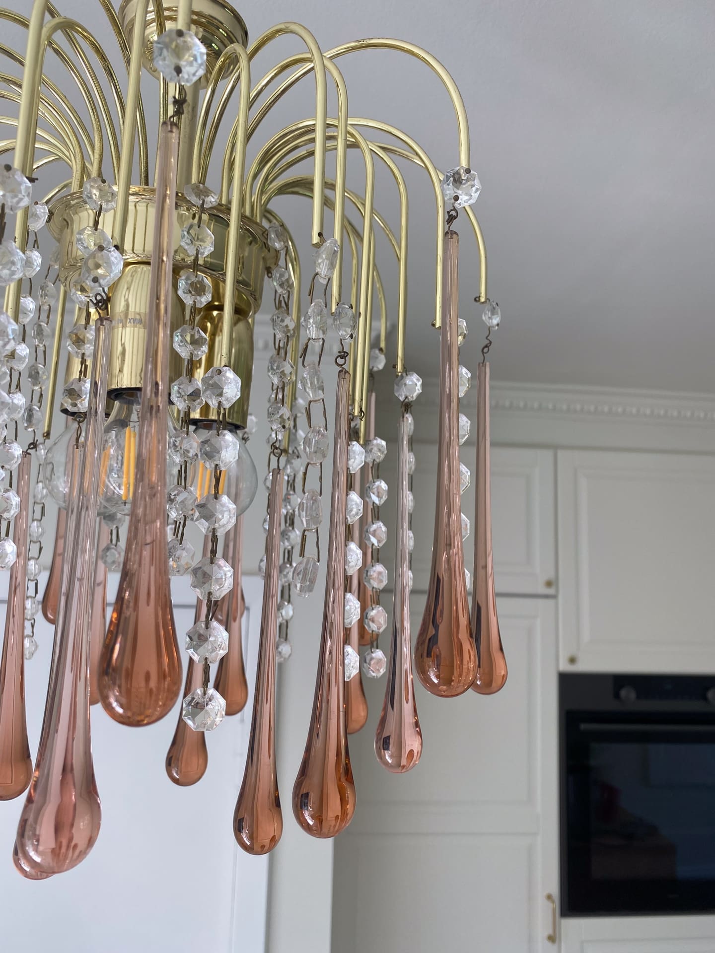 Vintage – Murano Teardrops Chandelier – 70s – Pink prisms - Blushlighting