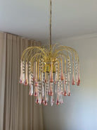 Vintage – Murano Teardrops Chandelier – 70s – Pink prisms - Blushlighting