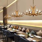Vintage Rustic Resin Antler Candelabra Chandelier for Living Room / Restaurant / Cafe / Bar - 1Layer: 6 Lights D25.6"*H15.7"BrownWarm LightBlushlighting