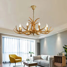 Vintage Rustic Resin Antler Candelabra Chandelier for Living Room / Restaurant / Cafe / Bar - 1Layer: 6 Lights D25.6"*H15.7"BrownWarm LightBlushlighting