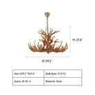 Vintage Rustic Resin Antler Candelabra Chandelier for Living Room / Restaurant / Cafe / Bar - 1Layer: 9 Lights D33.5"*H15.7"BrownWarm LightBlushlighting