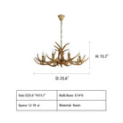 Vintage Rustic Resin Antler Candelabra Chandelier for Living Room / Restaurant / Cafe / Bar - 1Layer: 9 Lights D33.5"*H15.7"BrownWarm LightBlushlighting