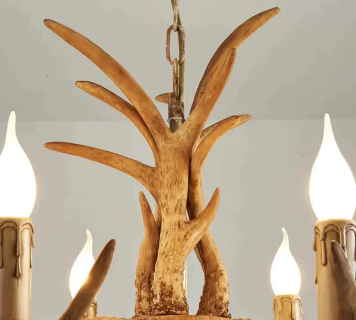 Vintage Rustic Resin Antler Candelabra Chandelier for Living Room / Restaurant / Cafe / Bar - Blushlighting