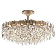 Light Luxury Flush Mount Icicle Crystal Chandelier for Living Room/Bedroom