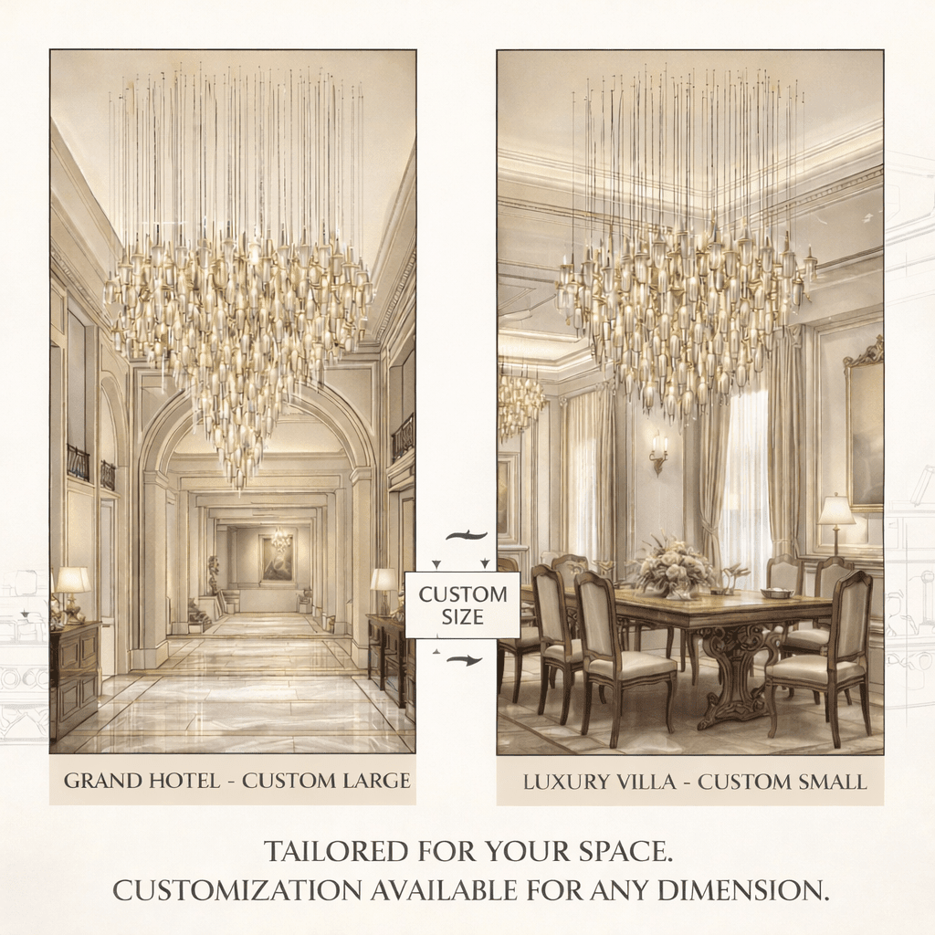 Vitara Glass Drop Chandelier - Support Customized DrawingsGoldWarm lightBlushlighting