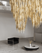 Vitara Glass Drop Chandelier - ∅ 23.6″ x H 78.7″GoldWarm lightBlushlighting
