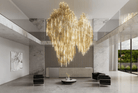 Vitara Glass Drop Chandelier - L 70.9″ × W 27.5″× H 137.8″GoldWarm lightBlushlighting