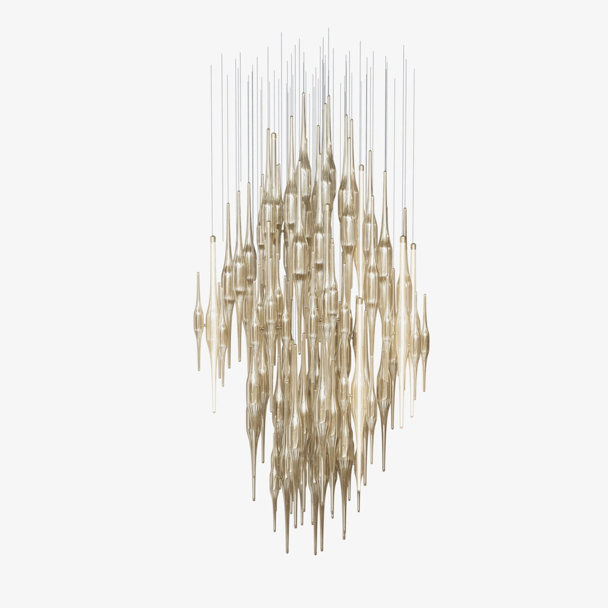 Vitara Glass Drop Chandelier - ∅ 23.6″ x H 78.7″GoldWarm lightBlushlighting