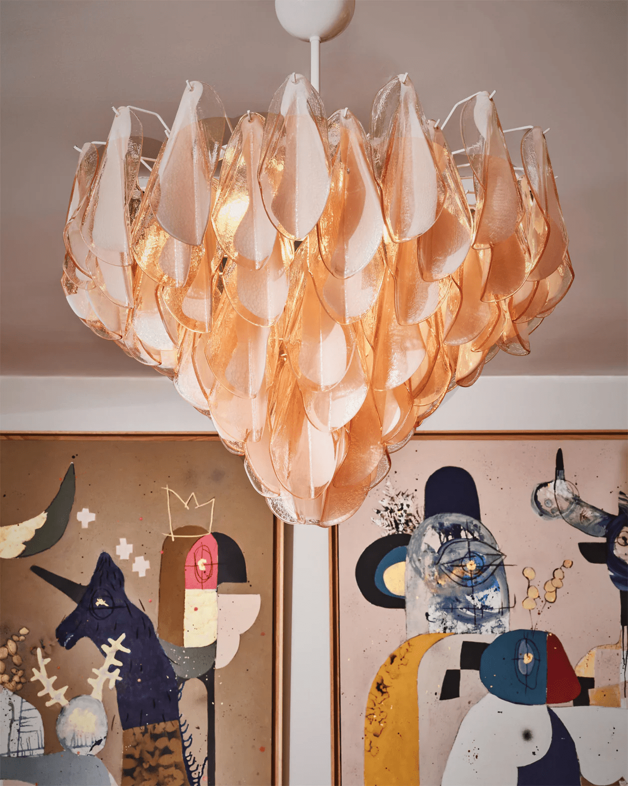 Vivara Glass Chandelier - ∅ 39.4″ x H 27.6″Pink GlassBlushlighting