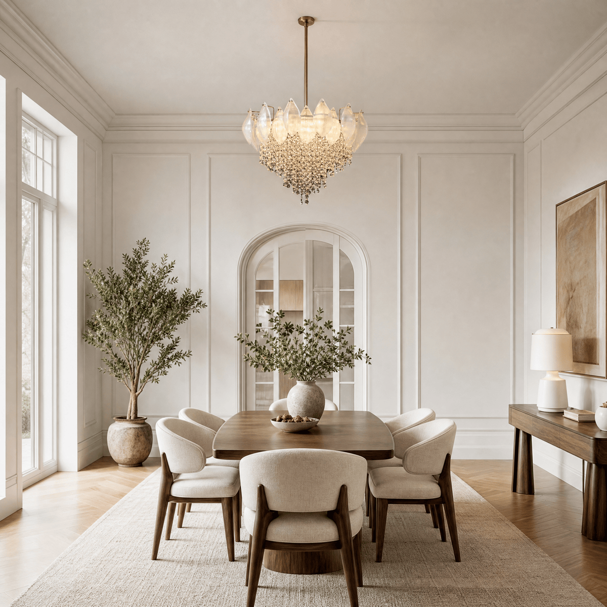 Vivienne Frosted Glass & Crystal Chandelier - 24" Dia (60 cm) (2)Blushlighting