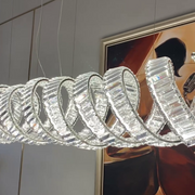 Luxury Linear Spiral Crystal Chandelier for Dining Room/Kitchen Island