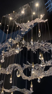 Art Design Creative Wave Crystal Chandelier for Living Room/Staircase/Foyer