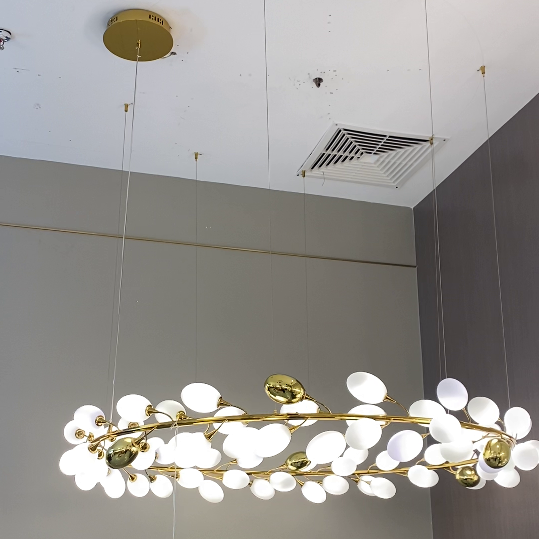 Creative Art Grape Chandelier Pure White Nordic Ring and Linear Design for Living Room or Dining Room